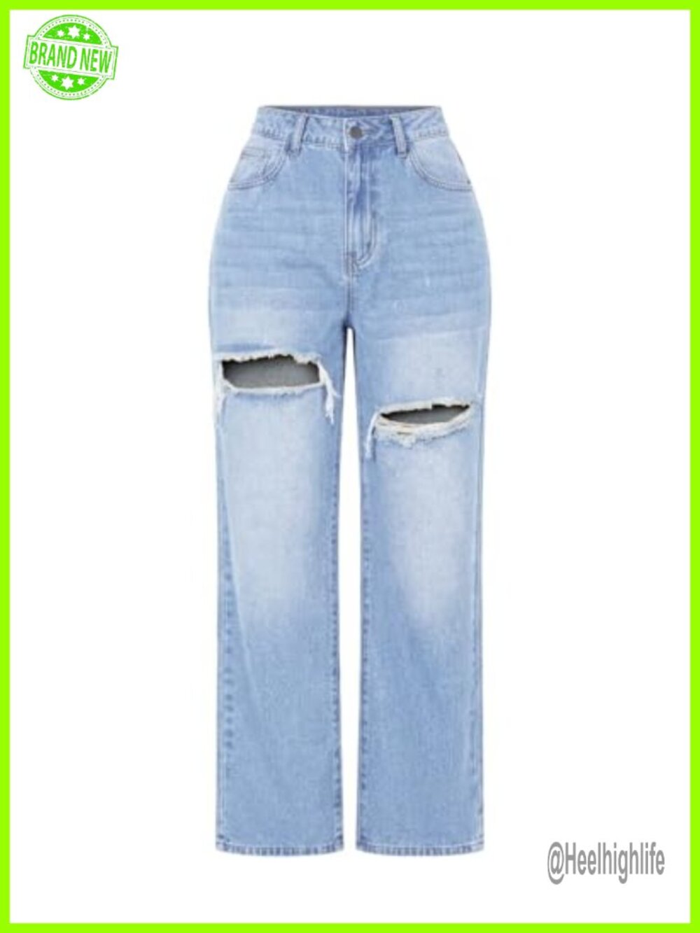 High Waisted Distressed Straight Leg Wide Leg Boyfriend Jeans